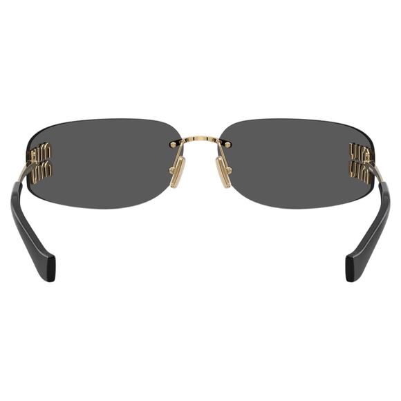 New MIU MIU Sunglasses Gold Dark Gray Lens Runway Wrap Rimless Authentic Miu Miu - Picture 4 of 6